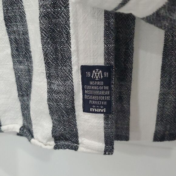 Mavi Mens 100% Cotton Long Sleeve Stripe Shirt, Size Medium - Picture 5 of 8